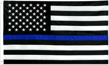 Thin Blue Line USA Flag 3X5 Ft | Heavy Duty Police Flag | Back the Blue | Blue Lives Matter Flag | Quadruple Stitched Fly End | Durable High-Performance 210D Nylon for High Winds | Brass Grommets