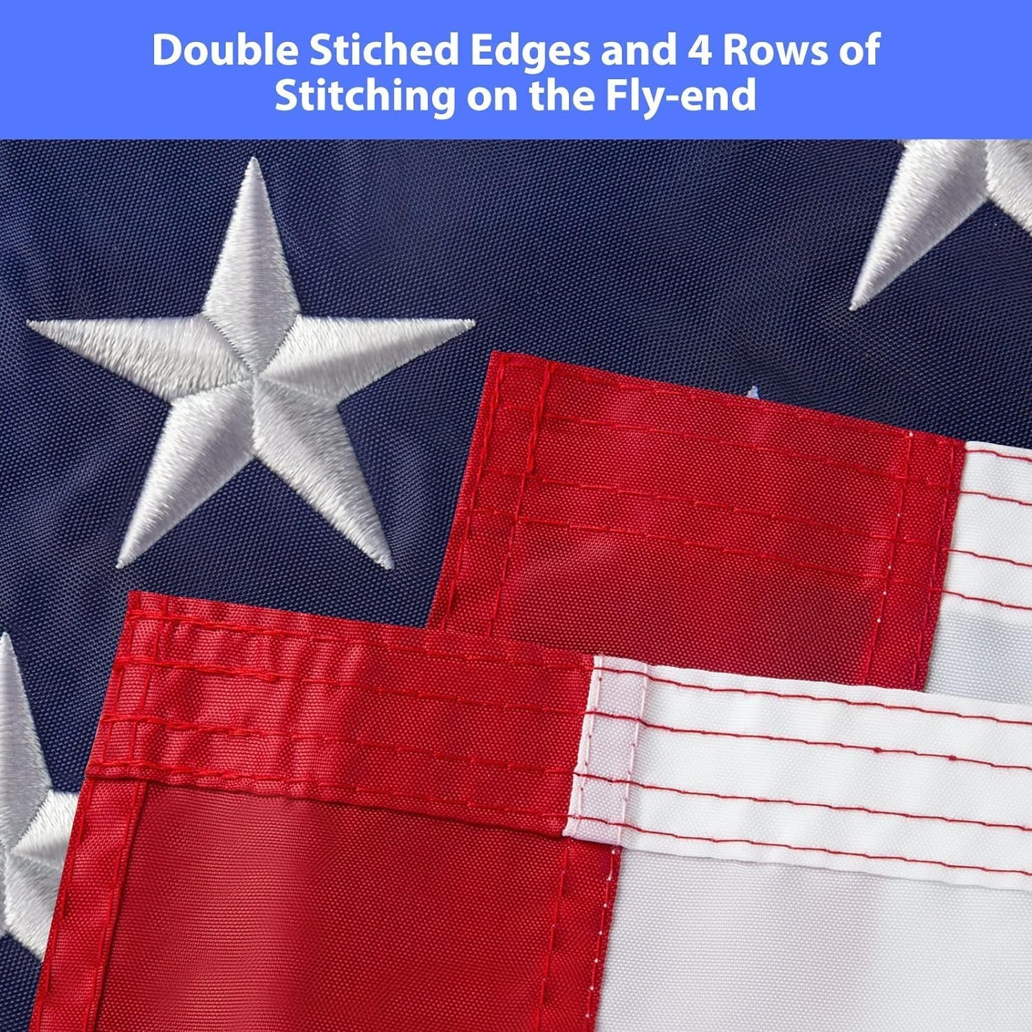 American Flag 3X5 Ft 100% in USA, Thicken American Flags for outside 3X5, Heavy Duty Durable US Flag, Fade Resistant American Flags for Outside, USA Flag with Embroidered Stars