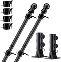 Flag Pole for Kit (2 Packs), 6FT Black Tangle Free Porch Metal Aluminum Flagpole with Upgraded Bracket for 3X5 American Flag, Black Adjustable Outdoor Flag Poles for Porch, Outside, Truck,Garden