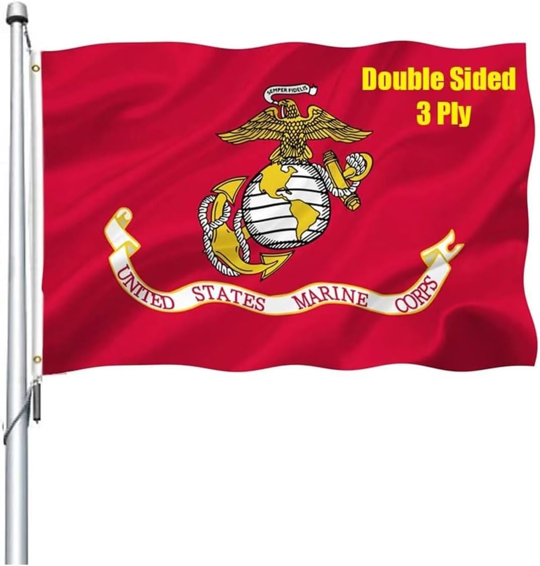 US Marine Corps USMC Flag 3X5 Outdoor Double Sided - Heavy Duty Polyester US Military Army Flags Long Lasting with 2 Brass Grommets…