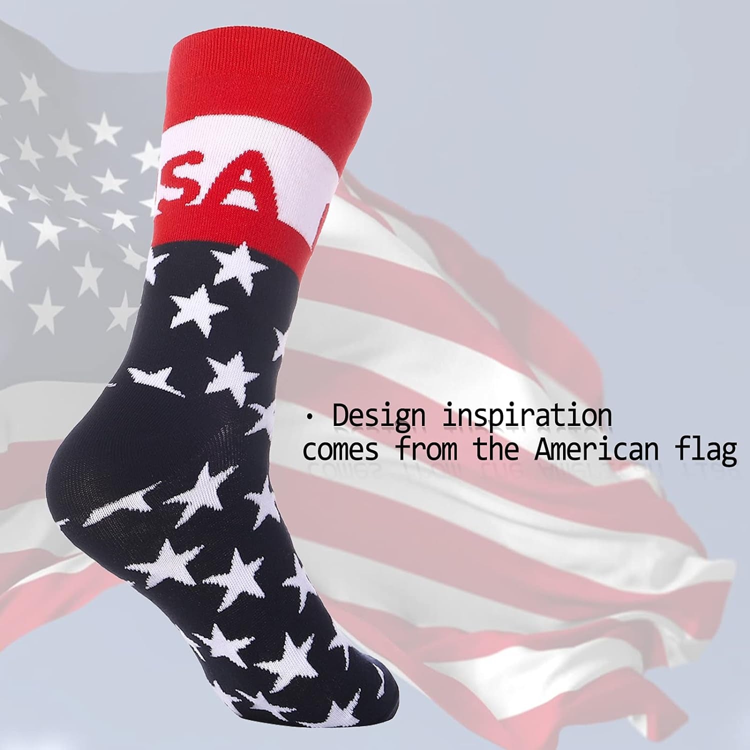 ZXGXLAW American USA Flag Socks Funny Men Women 4Th July Middle Star and Stripe Patriotic Freedom Day Gifts