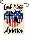 Memorial Day Mini Garden Flag 12X18 Inch Double Sided, Best Chocie God Bless American Pride Small Burlap Garden Flags for Outside, Decoration for 4Th of July Farmhouse Holiday Outdoor (B04)