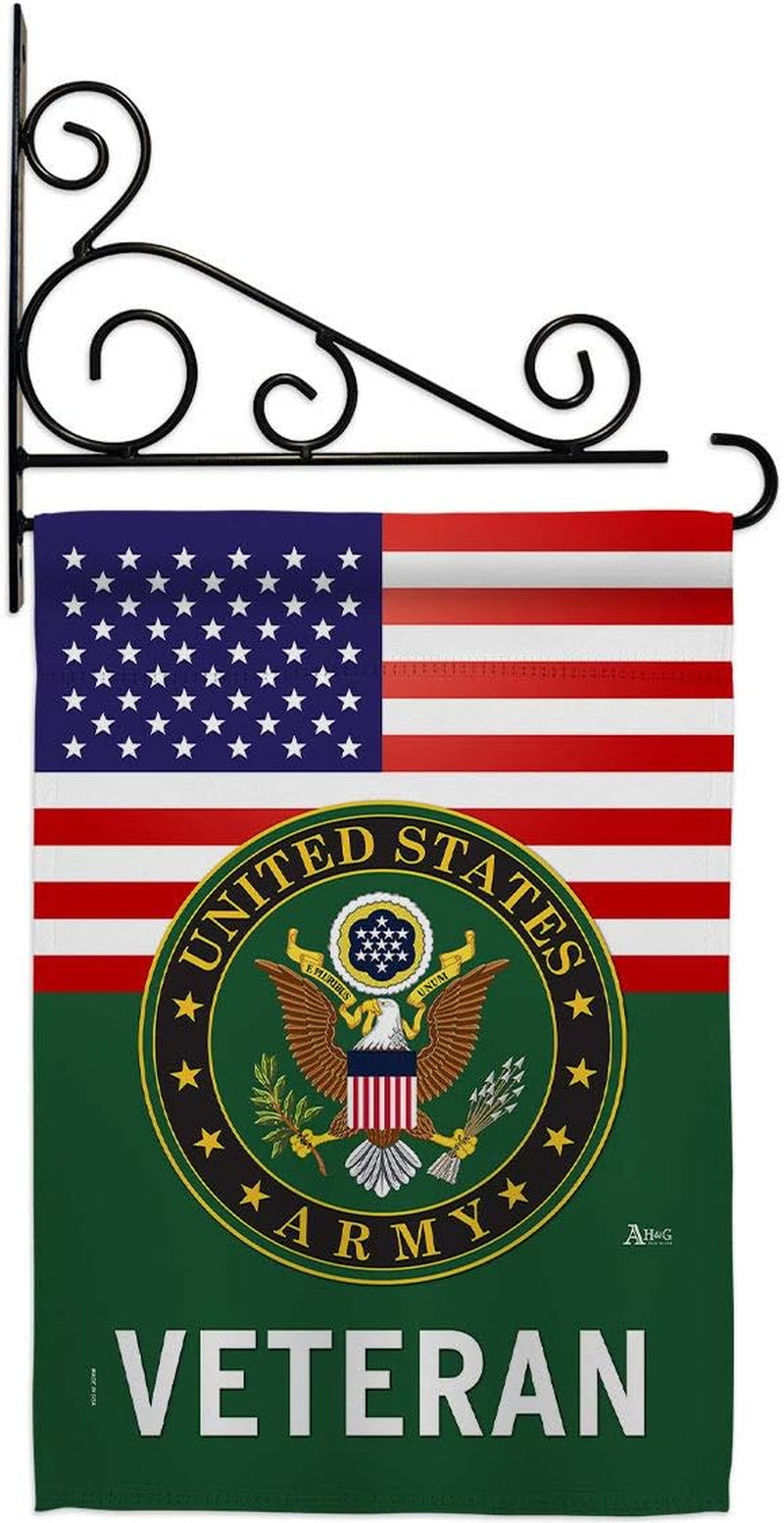 US Army Veteran Garden Flag Set Wall Holder Armed Forces Rangers United State American Military Retire Official Small Decorative Gift Yard House Banner Double-Sided Made in USA 13 X 18.5