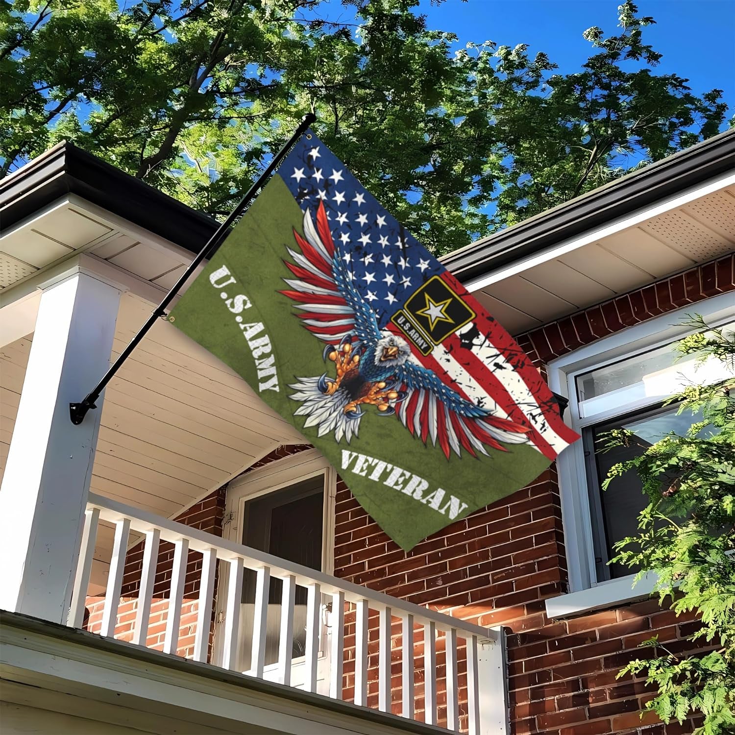 U.S. Army Veteran Flag 3X5 Ft Outdoor American Eagle Military Flag Double Sided Mirror Print Memorial Day 4Th of July Independence Day Flags for House Indoor outside Yard Patriotic Banner Decor