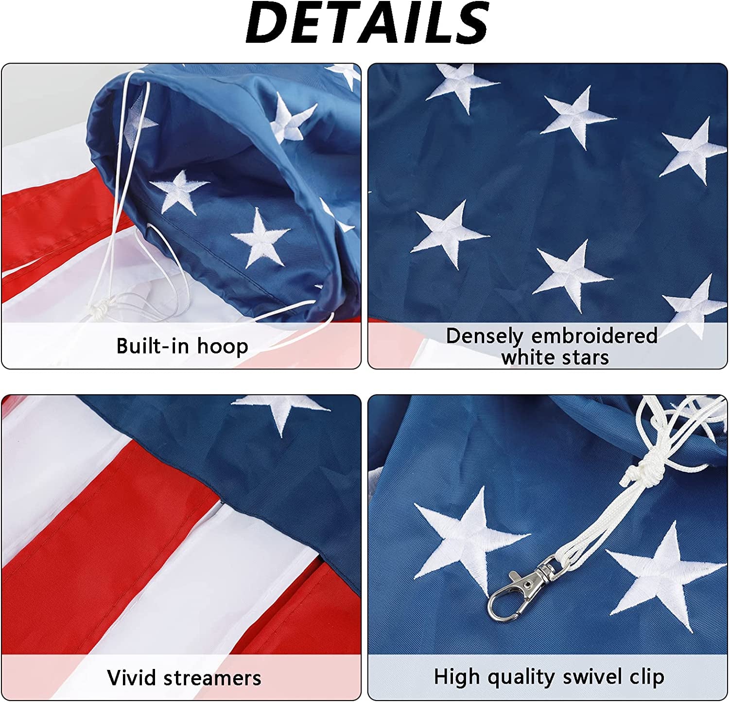 4Th of July Decorations,60 Inch American Windsock Heavy Duty,Patriotic Fourth of July Outdoor Decor, American Flag USA Windsock with Embroidered Stars,Red White and Blue Decor for Memorial Day,Outside