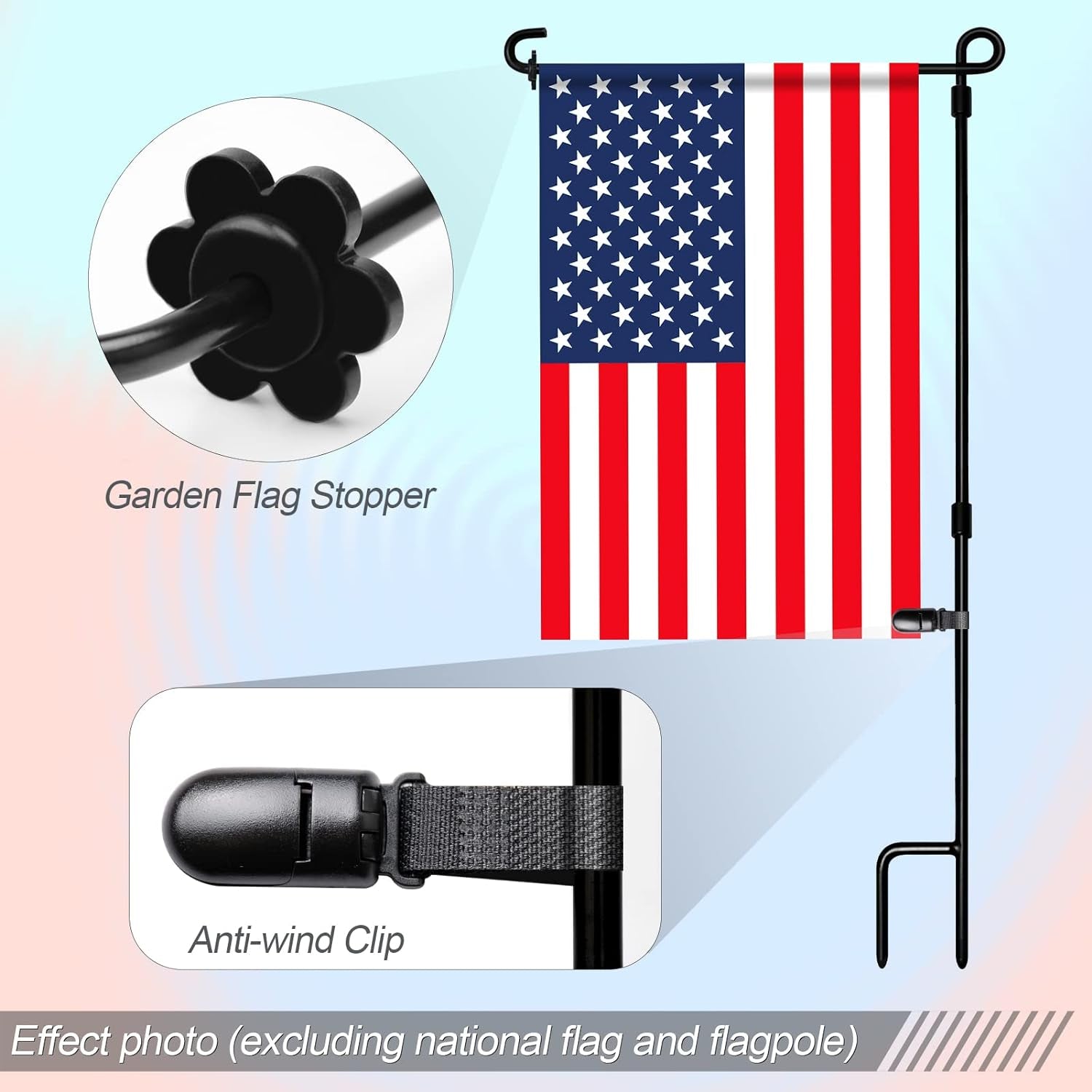 HOOSUN 20 Pack Garden Flag Clips and Stoppers,Tiger Clips for Garden Flag Holders,Garden Flag Rubber Stoppers,Garden Flag Holder Clips for Small Flags,Garden Flag Accessories Decorative Flag Holder