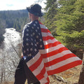 FUTUREPLUSX American Flag Cape, Wearable USA Flag Costume Outfit with Sleeves Classic Flag, 2 Differents Wearing Methods