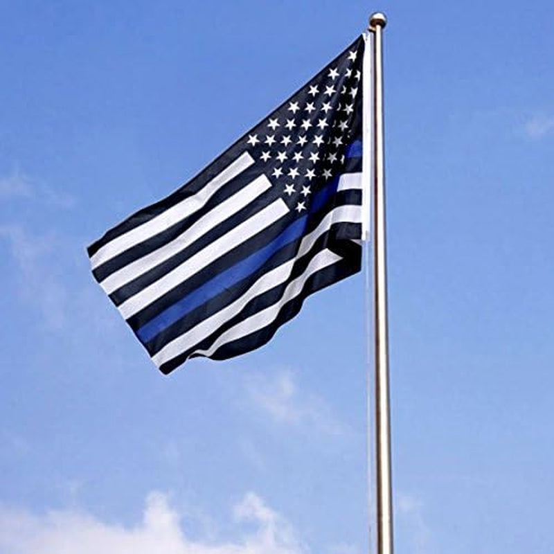 Thin Blue Line Flag, Police Flag, American Flag, Police Flag, Honoring Law Enforcement Officers, Embroidered Stars Sewn Stripes, Blue Thin Line