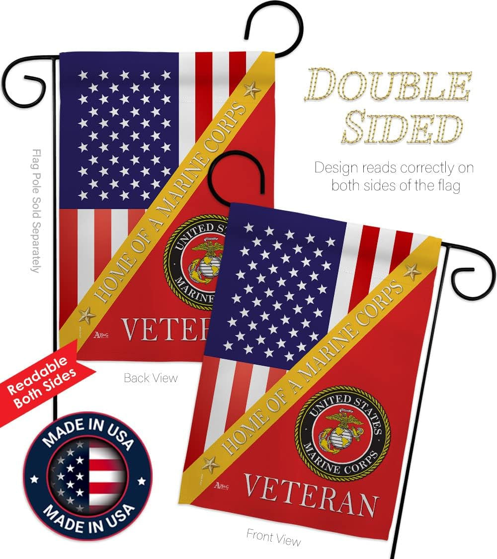 Home of Marine Corps Garden Flag - Armed Forces USMC Semper Fi United State American Military Veteran Retire - House Decoration Banner Small Yard Gift Double-Sided Made in USA 13 X 18.5, Thick Fabric