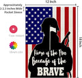 CROWNED BEAUTY 4Th of July Memorial Day Soldier Garden Flag 12X18 Inch Double Sided for outside Small Burlap Patriotic Independence Day Because of the Brave Yard Flag