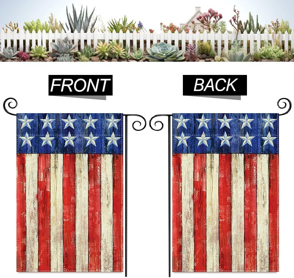 The Stars and the Stripes 4Th of July Mini Garden Flag 12X18 Inch Double Sided, Best Chocie Independence Day Small Burlap Garden Flags for Outside, Decoration for Memorial Day Farmhouse Holiday Outdoor (SM02)