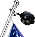 Flag Pole Light Solar Powered Outdoor Top Mounted Flagpole Solar Light, Metal Clamps Fits 1”To 1.5”Flagstaff , Brightest Flagpole Lights 12 LED Dusk to Dawn for Wall-Mount Spinning Flag Poles White F