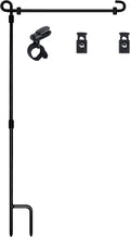 HOOSUN Garden Flag Stand, Premium Garden Flag Pole Holder Metal Powder-Coated Weather-Proof Paint with One Tiger Clip and Two Spring Stoppers without Flag