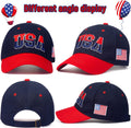 2 Pieces Patriotic Baseball Cap Adjustable Cotton Dad Hat USA Embroidered American Flag Cap for Men Women