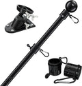 House Flag Pole for Wall, Roof or Deck Mounted, Stainless Steel Black Pole Tubular Handle Rod with 5' Ft Length X 1'' Diameter, American USA Flag Sizes 2X3', 3X5' and 4X6
