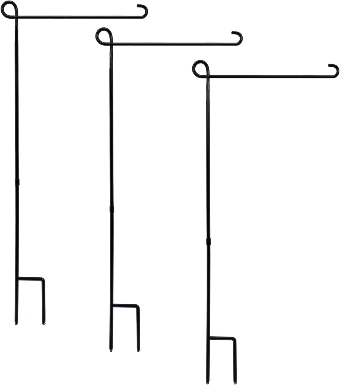 PHITRIC 3PC Garden Flag Holder Stand, Premium Powder-Coated Yard Flag Pole, Weather-Proof Black Metal Flagpole for Winter Garden Flag/Christmas Garden Flag/American Flag/Outdoor Garden Decor