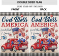 4Th of July Flags 3X5 Ft for Outside, Patriotic American Truck with Flags Buffalo Plaid Double Sided Big Large Yard Flags,Seasonal Banners Decorations with Brass Grommets for Outdoor Farmhouse Holiday