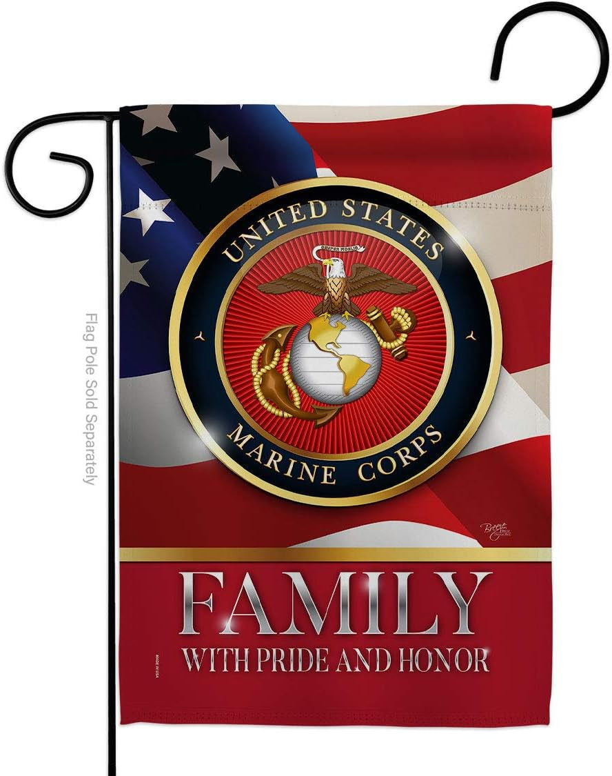 US Marine Family Honor Garden Flag - Armed Forces Corps USMC Semper Fi United State American Military Veteran Retire Official - House Banner Small Yard Gift Double-Sided Made in USA 13 X 18.5