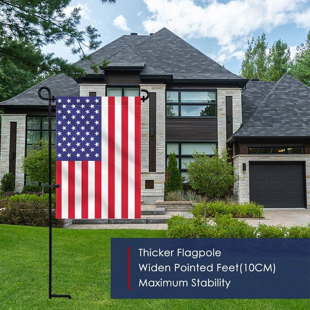 Hogardeck Garden Flag Holder Stand, Thickened Pole Sturdy and Straight Premium Yard Flag Holder Weather-Proof Metal Flagpole with Stopper and Clip Fit for American Flag, Fall Garden Flag