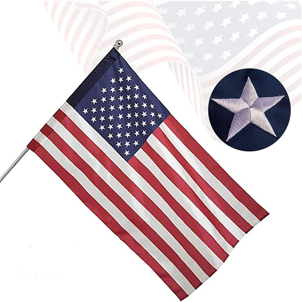 American Flag 1X1.5 Ft Pole Sleeve Banner Style-Embroidered Stars,Sewn Stripes,Uv Protected,Heavy Duty Durable Nylon USA US Outdoor Indoor Flags (Pole NOT Included)