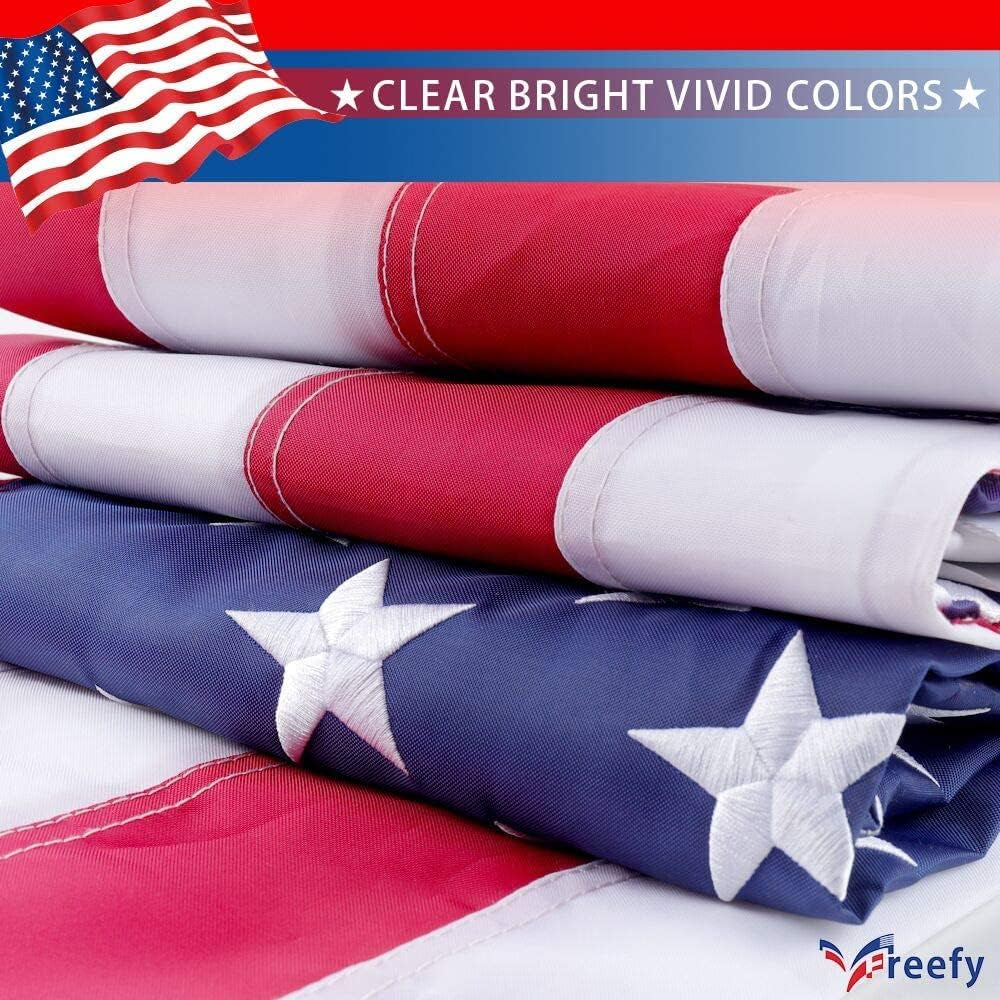 American Flag 8X12 Ft- Embroidered Stars,Sewn Stripes,Durable and Long Lasting Nylon,4 Solid Brass Grommets,Perfect for Outside/Outdoor Use Heavy Duty US USA Flags.