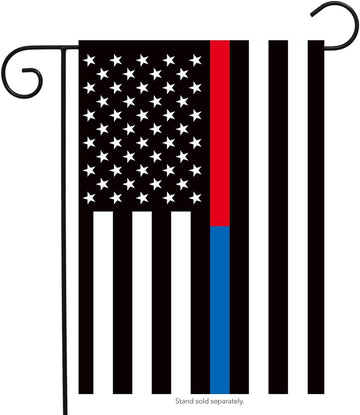 Thin Blue & Red Line Garden Flag Police Firefighter Patriotic 12.5" X 18"