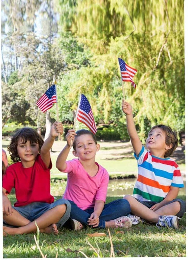 100 Pack Small American Flags on Stick, 4X6 Inch US Flags/Mini American Flags for Outside, Perfect for Independence Day, 4Th of July Decorations, Patriotic Holiday Yard Patio