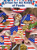 50 Pcs Patriotic American Flag Party Supplies Tableware Set Paper Plates and Napkins for Independence Day 4Th of July USA Red White Blue Barbecue Birthday Disposable Dinnerware Decor