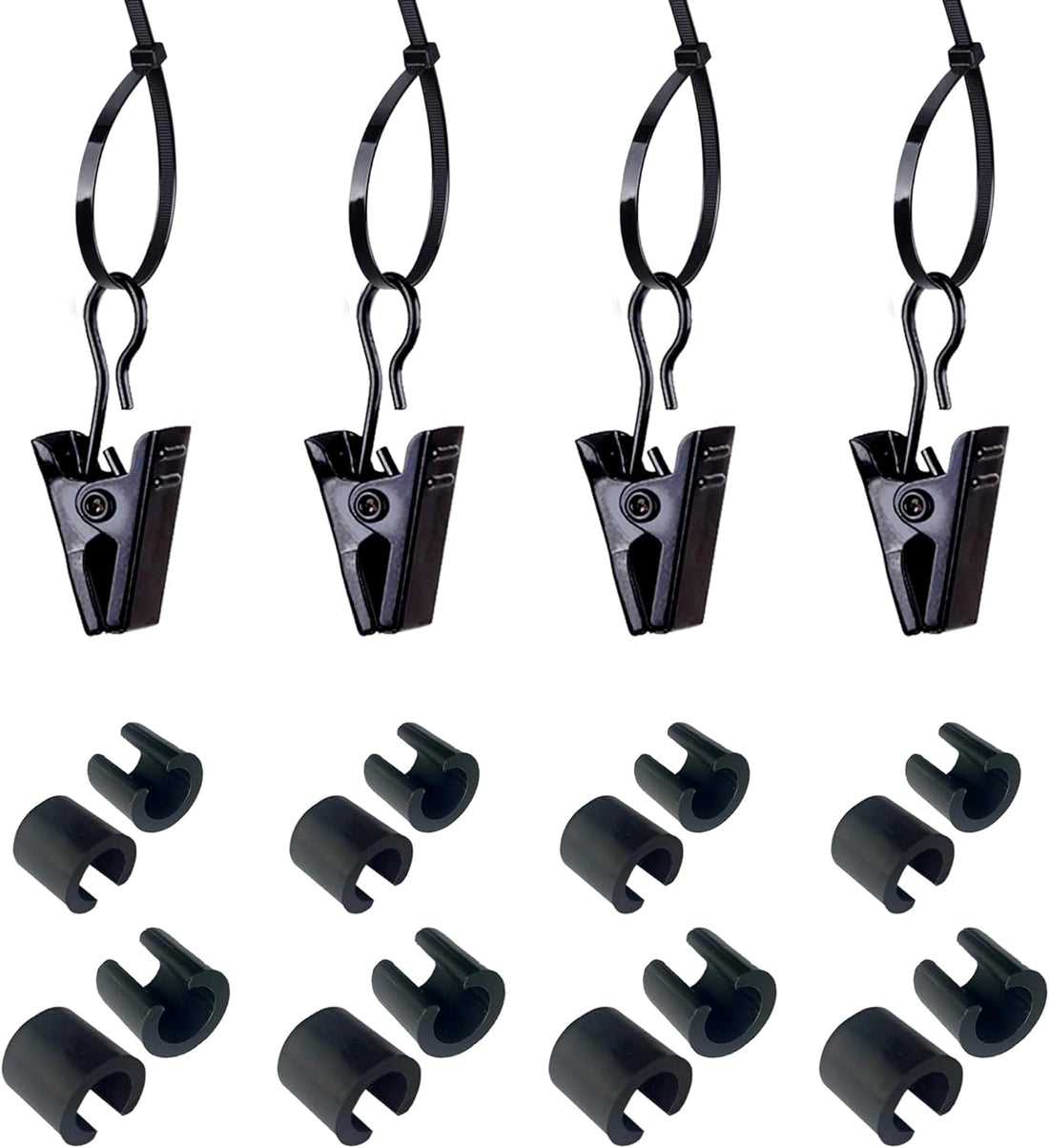Garden Flag Clips and Stoppers,Tiger Clip and C Clamp(For 6Mm&8Mm Rod),Anti Wind Accessories for Garden Flag Holder