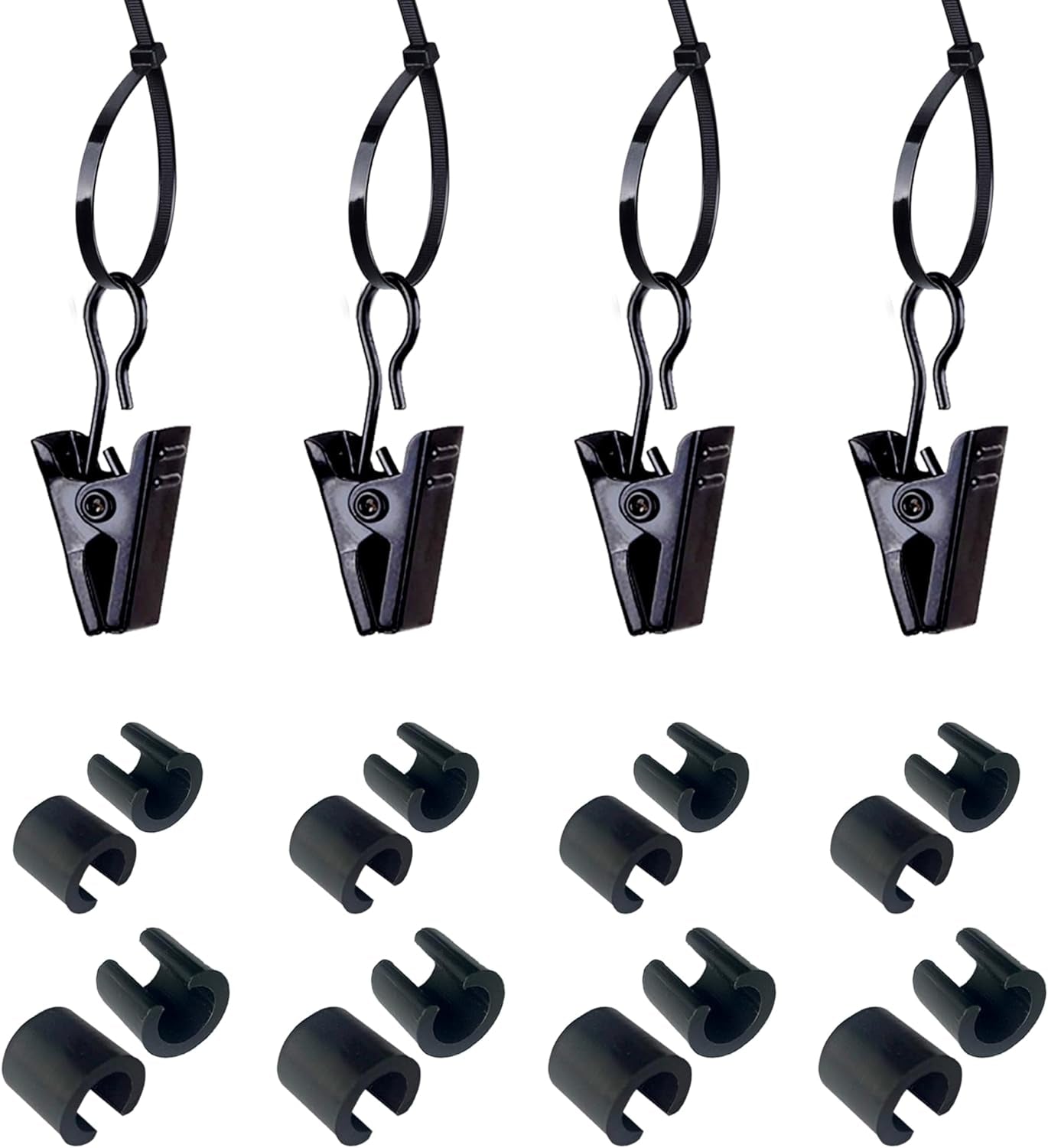 Garden Flag Clips and Stoppers,Tiger Clip and C Clamp(For 6Mm&8Mm Rod),Anti Wind Accessories for Garden Flag Holder