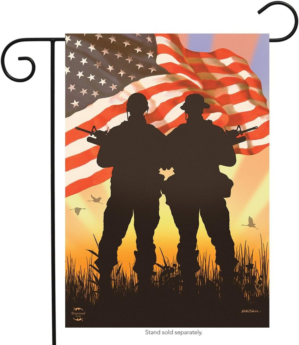 American Heroes Patriotic Garden Flag Military Troops 12.5" X 18" Briarwood Lane