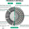 Flag Pole Light Solar Powered Spotlight Outdoor, 48 LED IP67 Waterproof Solar Flag Pole Light up to 12 Hours, Top Mounted Flag Pole Solar Light, Gold Shade