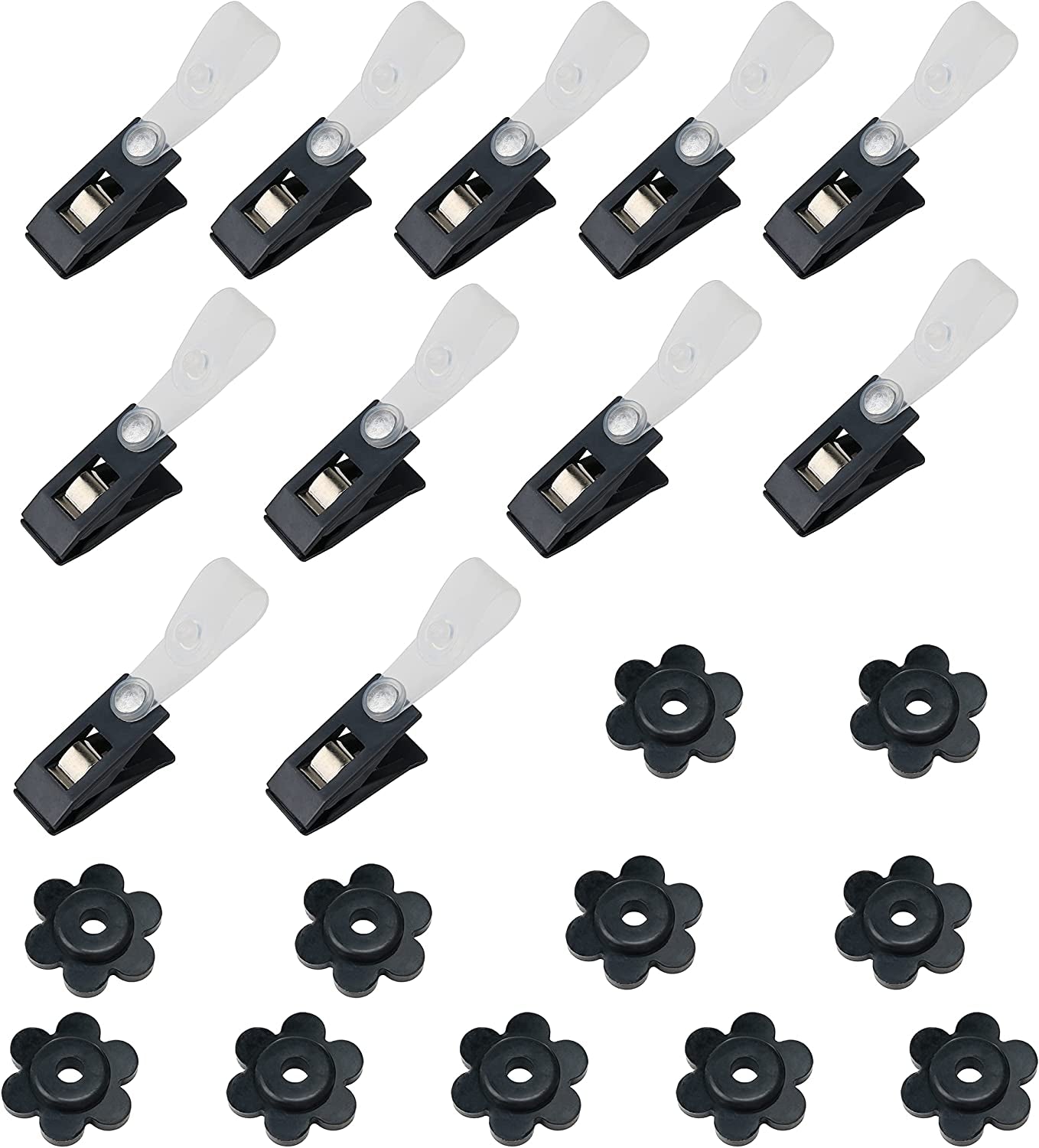 HOOSUN 22 Pack Garden Flag Clips and Stoppers,Clips for Garden Flag Holders,Garden Flag Rubber Stoppers,Garden Flag Holder Clips for Small Flags,Garden Flag Accessories Decorative Flag Holder