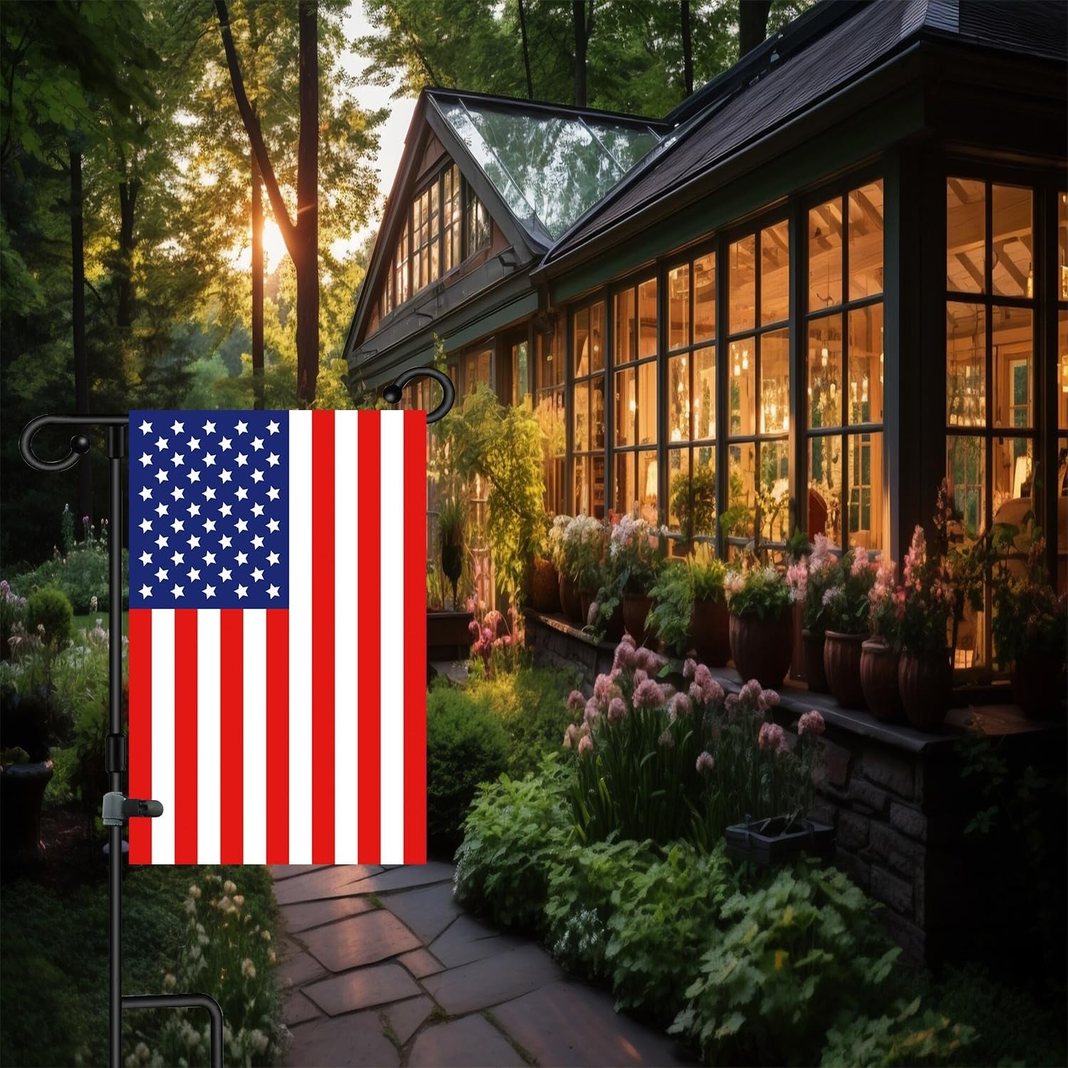 Garden Flag Stand-Holder-Pole with Flag Stopper and Clip Waterproof Powder-Coated Paint for House Flags,Decorative Flags,Yard Flags,Seasonal Flags