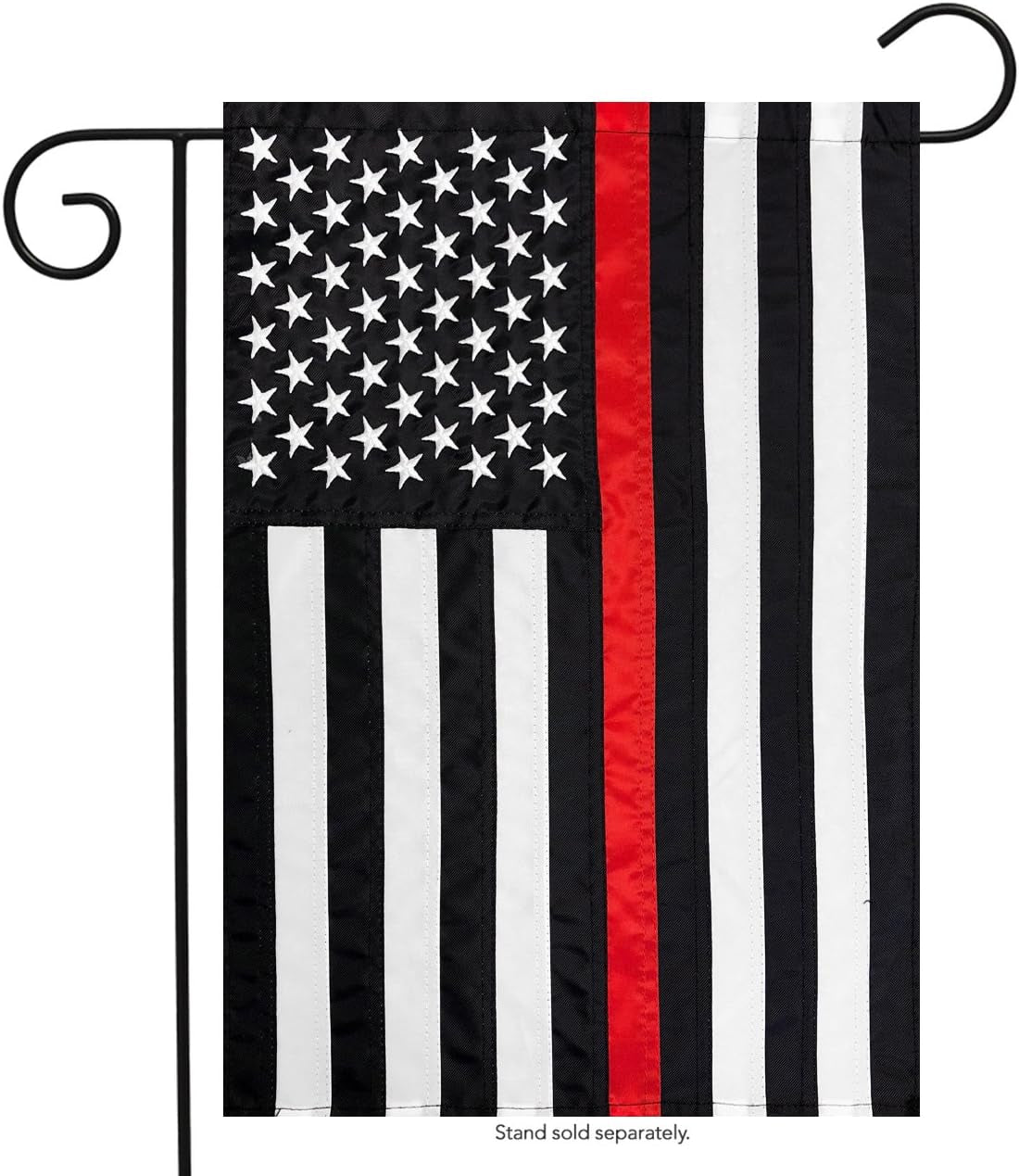 Thin Red Line Garden Applique & Embroidered Flag 12.5" X 18" Briarwood Lane