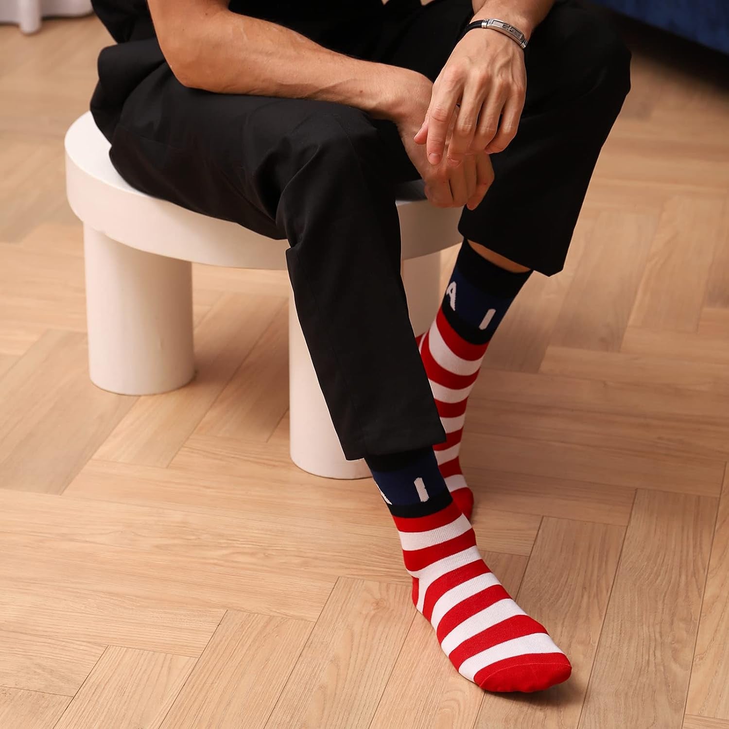 ZXGXLAW American USA Flag Socks Funny Men Women 4Th July Middle Star and Stripe Patriotic Freedom Day Gifts