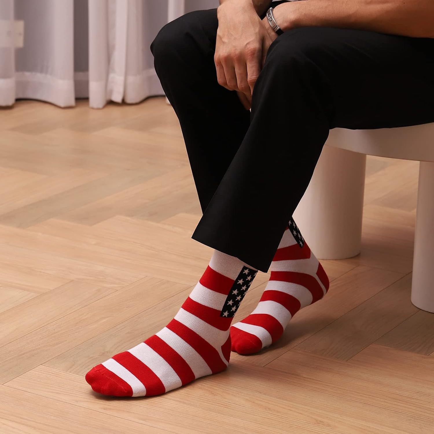 ZXGXLAW American USA Flag Socks Funny Men Women 4Th July Middle Star and Stripe Patriotic Freedom Day Gifts