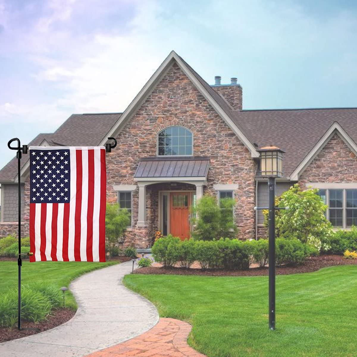Garden Flag Stand Holder Iron Garden Flag Pole 36.5*X16.5Inch with Flag Stopper and Clips Display Garden Season Flag for Yard Decroate Your Garden
