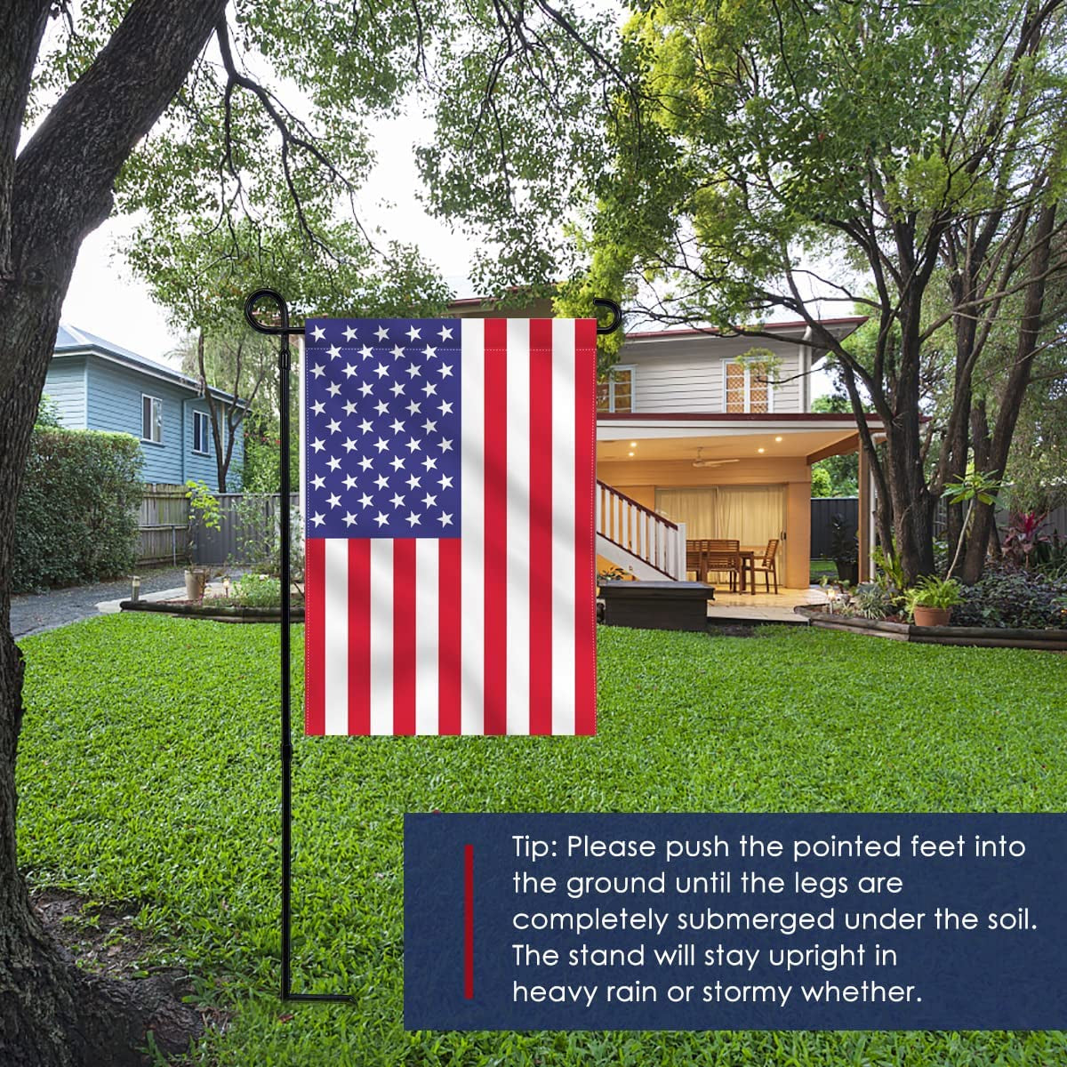 Hogardeck 2PC Garden Flag Holder Stand, Thickened Pole Sturdy and Straight Premium Yard Flag Holder Weather-Proof Metal Flagpole for American Flag, Garden Flag