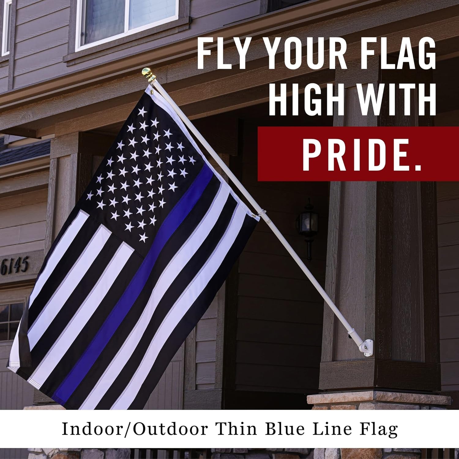 Thin Blue Line USA Flag 5X8 Ft | Heavy Duty Police Flag | Back the Blue | Blue Lives Matter Flag | Quadruple Stitched Fly End | Durable High-Performance 210D Nylon for High Winds | Brass Grommets