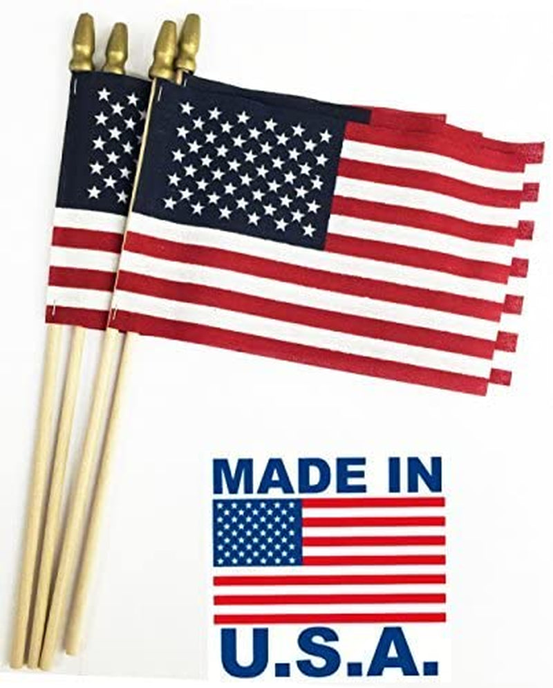 GIFTEXPRESS 12-Pack, Proudly MADE in U.S.A. 8X12 Inch Spearhead Handheld American Stick Flags/Grave Marker American Flags/Usa Stick Flag (12)