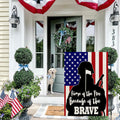 CROWNED BEAUTY 4Th of July Memorial Day Soldier Garden Flag 12X18 Inch Double Sided for outside Small Burlap Patriotic Independence Day Because of the Brave Yard Flag