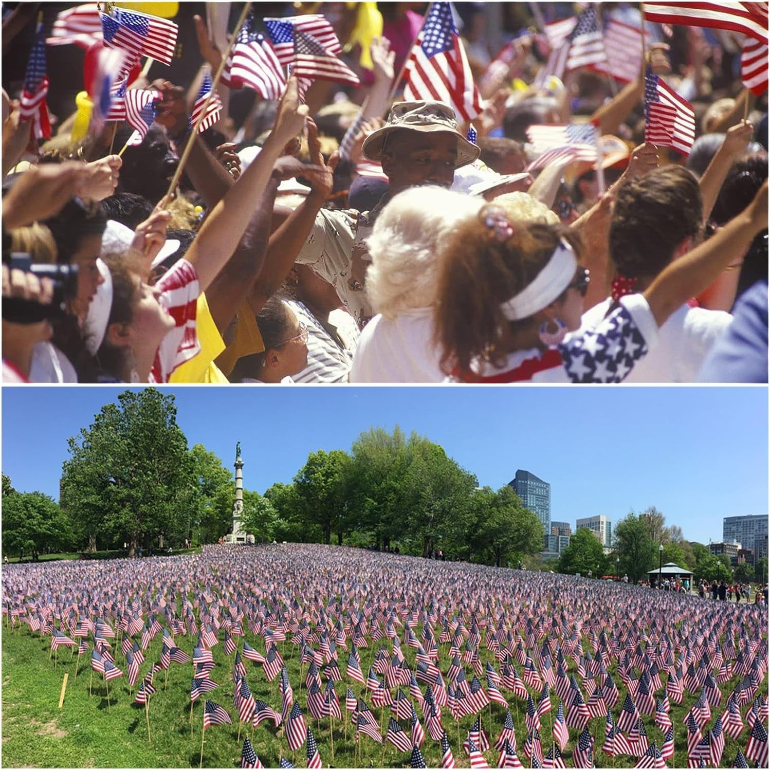 100 Pcs 12X18 Inch American Flags on Stick, American Flags, USA Stick Flag with Handheld and Grounded Multi-Purpose Flagpole, Design for Memorial Day, 4Th of July, Veterans Day