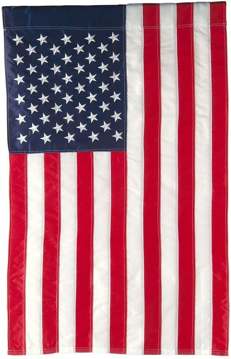 Evergreen American Flag 12X18 Double Sided | Patriotic House Flags for outside | Small American Flag Garden Size | Embroidered Stars and Stripes | USA Residential or Commercial
