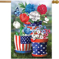 America in Bloom Patriotic House Flag Floral USA 28