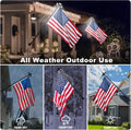 Delux American Flag with Pole and Solar Light Kit, 6 FT No Tangle Metal Pole with Holder, 128 LED Solar Powered Light, Embroidered Flag 3X5 FT, Set for 10 Hours Use for Night House Outdoor (Black)