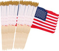 100 Pcs 12X18 Inch American Flags on Stick, American Flags, USA Stick Flag with Handheld and Grounded Multi-Purpose Flagpole, Design for Memorial Day, 4Th of July, Veterans Day