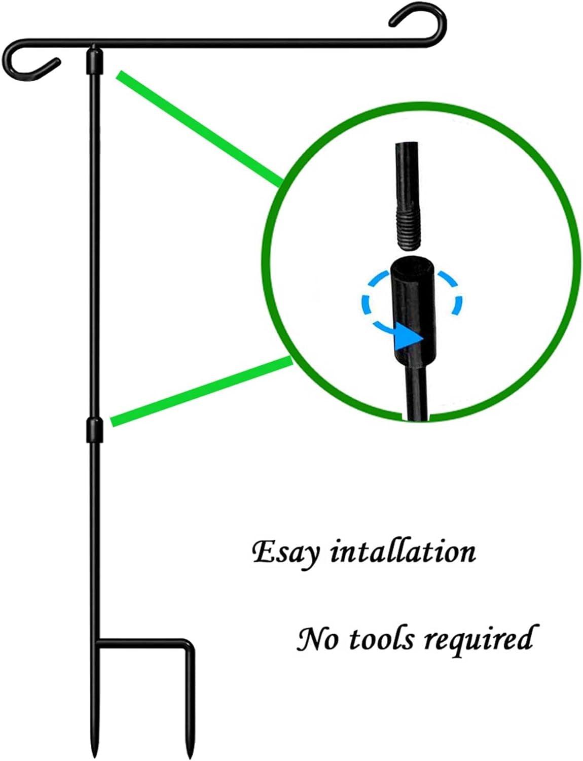 Garden Flag Stand-Holder-Pole with Flag Stopper and Clip Waterproof Powder-Coated Paint for House Flags,Decorative Flags,Yard Flags,Seasonal Flags