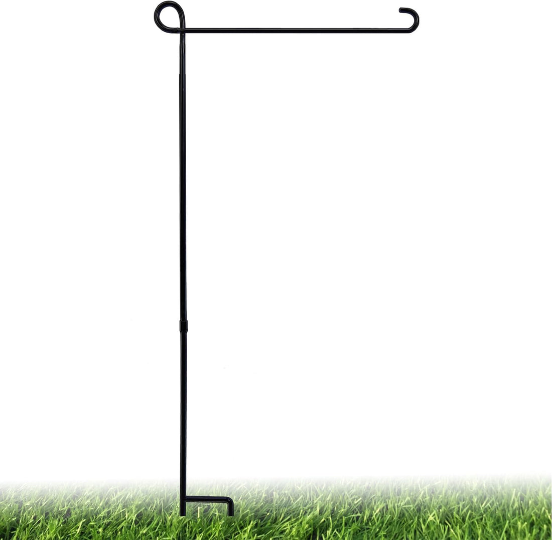 PHITRIC Garden Flag Holder Stand, Premium Powder-Coated Yard Flag Pole, Weather-Proof Black Metal Flagpole for Winter Garden Flag, Christmas Garden Flag, American Flag, Outdoor Garden Decor Decoration
