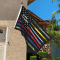 No One Fights Alone American Flag First Responders Hero Nurse E-M-S Police Fire Military 3X5 Ft Double Sided Vivid Color and UV Fade Resistant Flags for Outdoor House Room Black